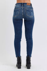 Koisoon Blue Full Size Mid-Rise Waist Skinny Jeans with Pockets