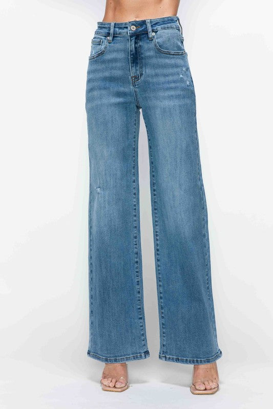 Koisoon Full Size High Rise Wide Leg Jeans with Pockets