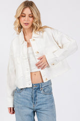 Koisoon  Button Down Cropped Denim Jacket with Patch Pockets