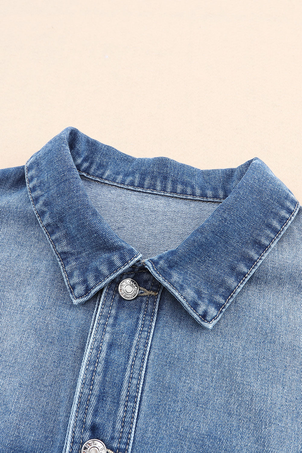 Koisoon Collared Neck Button Up Denim Jacket