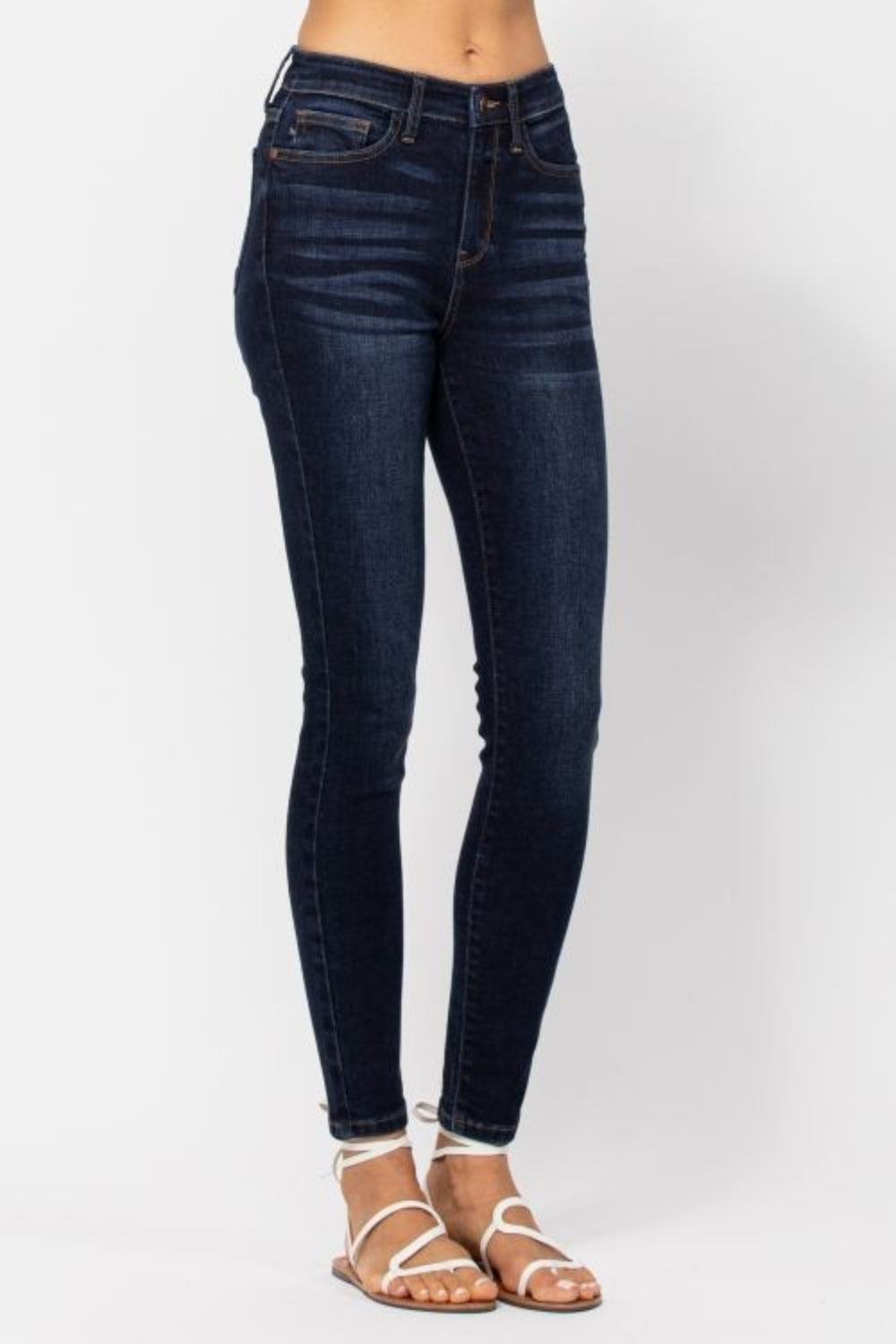 Koisoon Blue Full Size High Waist Handsand Skinny Jeans