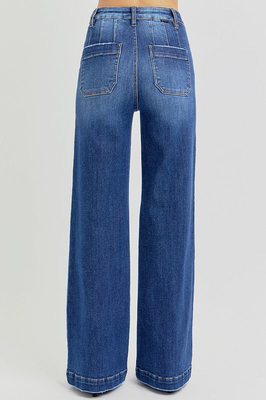 Koisoon Full Size High Rise Wide Leg Jeans with Slanted Pockets