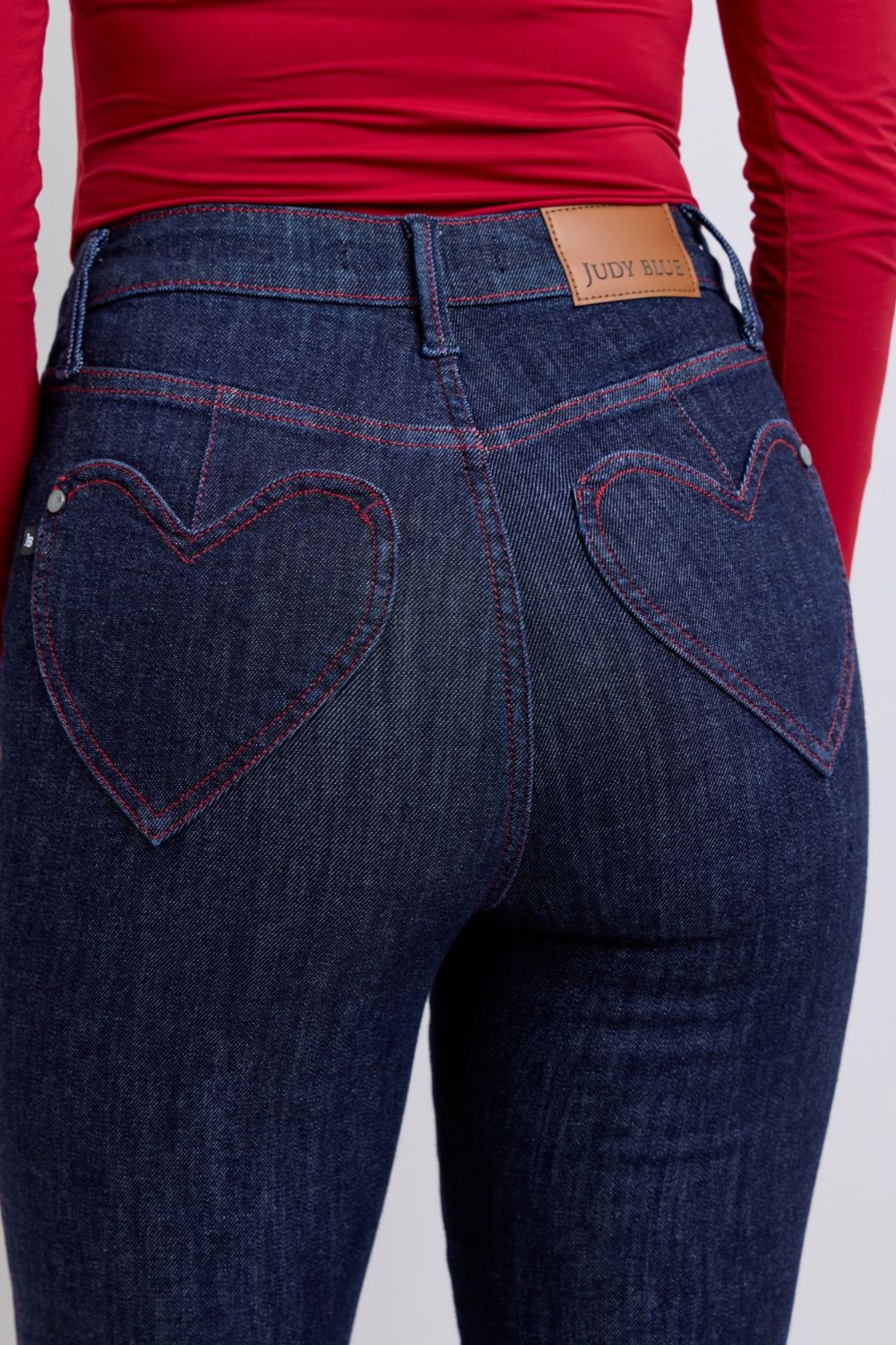 Koisoon Blue Full Size Heart Shaped Back Pockets Skinny Jeans