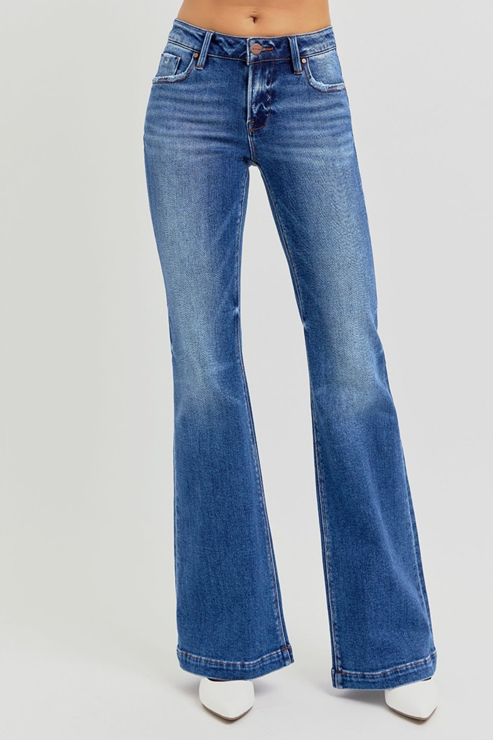 Koisoon Full Size Low Rise Flare Jeans with Pockets