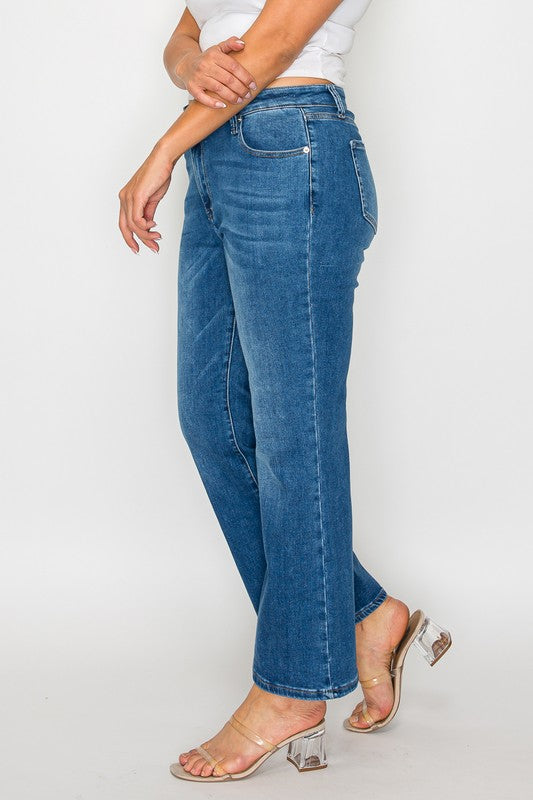 Koisoon Full Size Cat's Whiskers Mid Rise Ankle Jeans