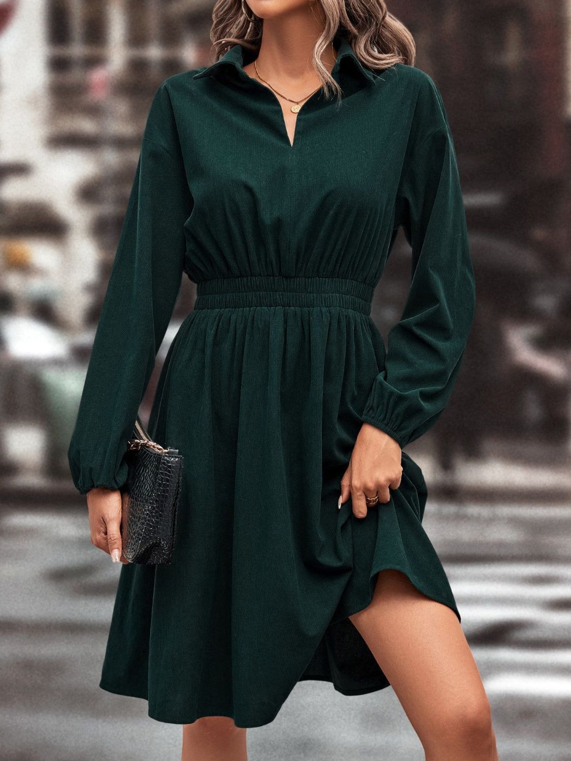 Koisoon Collar Long Sleeve Dress