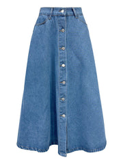 Koisoon Buttoned Midi Denim Skirt with Pockets