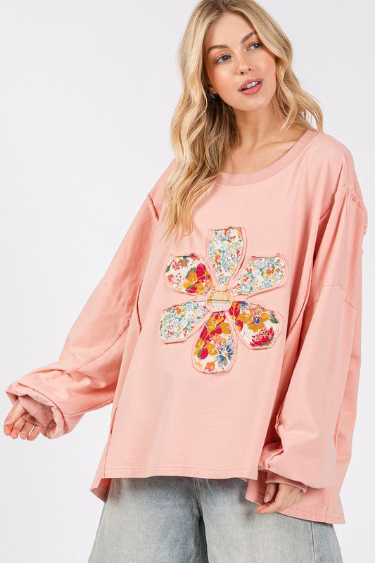 Koisoon Flower Patch Dropped Shoulder Oversize Top