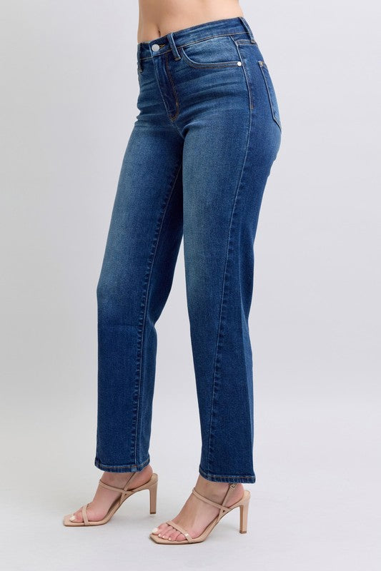 Koisoon Full Size Side Seam Detail Straight Jeans with Pockets