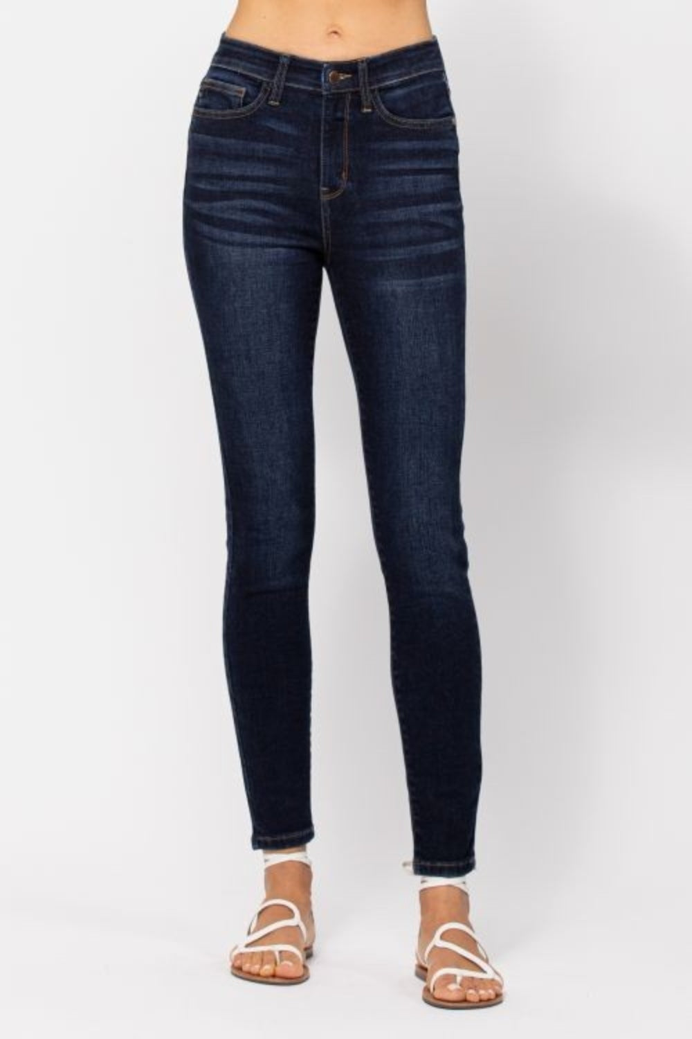 Koisoon Blue Full Size High Waist Handsand Skinny Jeans