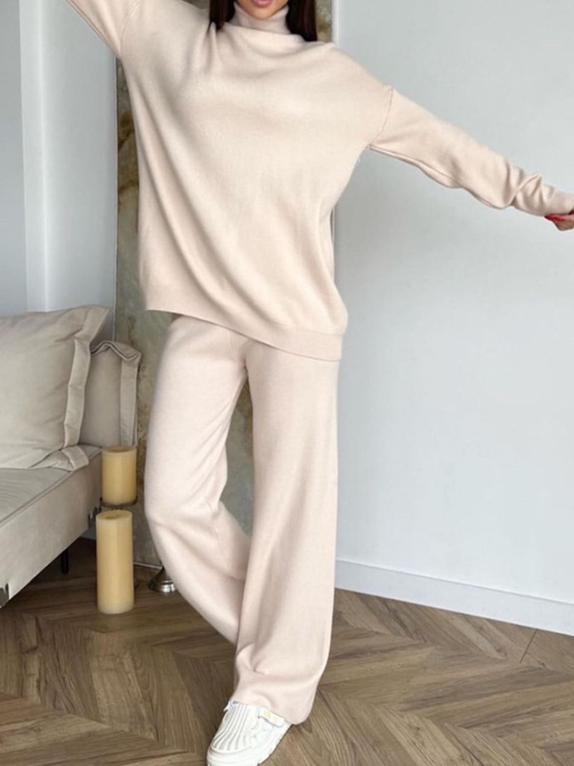 Koisoon Long Sleeve Top and Drawstring Pants Sweater Set