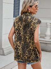 Koisoon Leopard Buttton Up Denim Vest