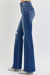 Koisoon Distressed Button-Fly Flare Jeans