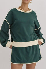 Koisoon  Trim Round Neck Top and Skort Set