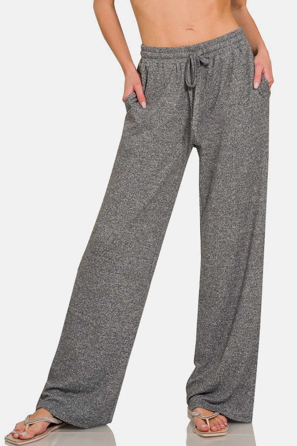 Koisoon Drawstring Wide Leg Pants with Side Pockets