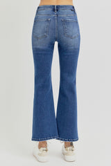 Koisoon Full Size Distressed High Rise Crop Flare Jeans