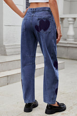 Koisoon Heart Mid Rise Jeans with Pockets