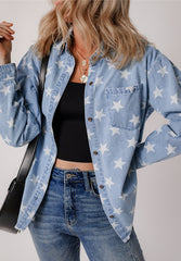 Koisoon Star Collared Neck Denim Top