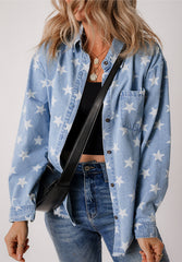 Koisoon Star Collared Neck Denim Top