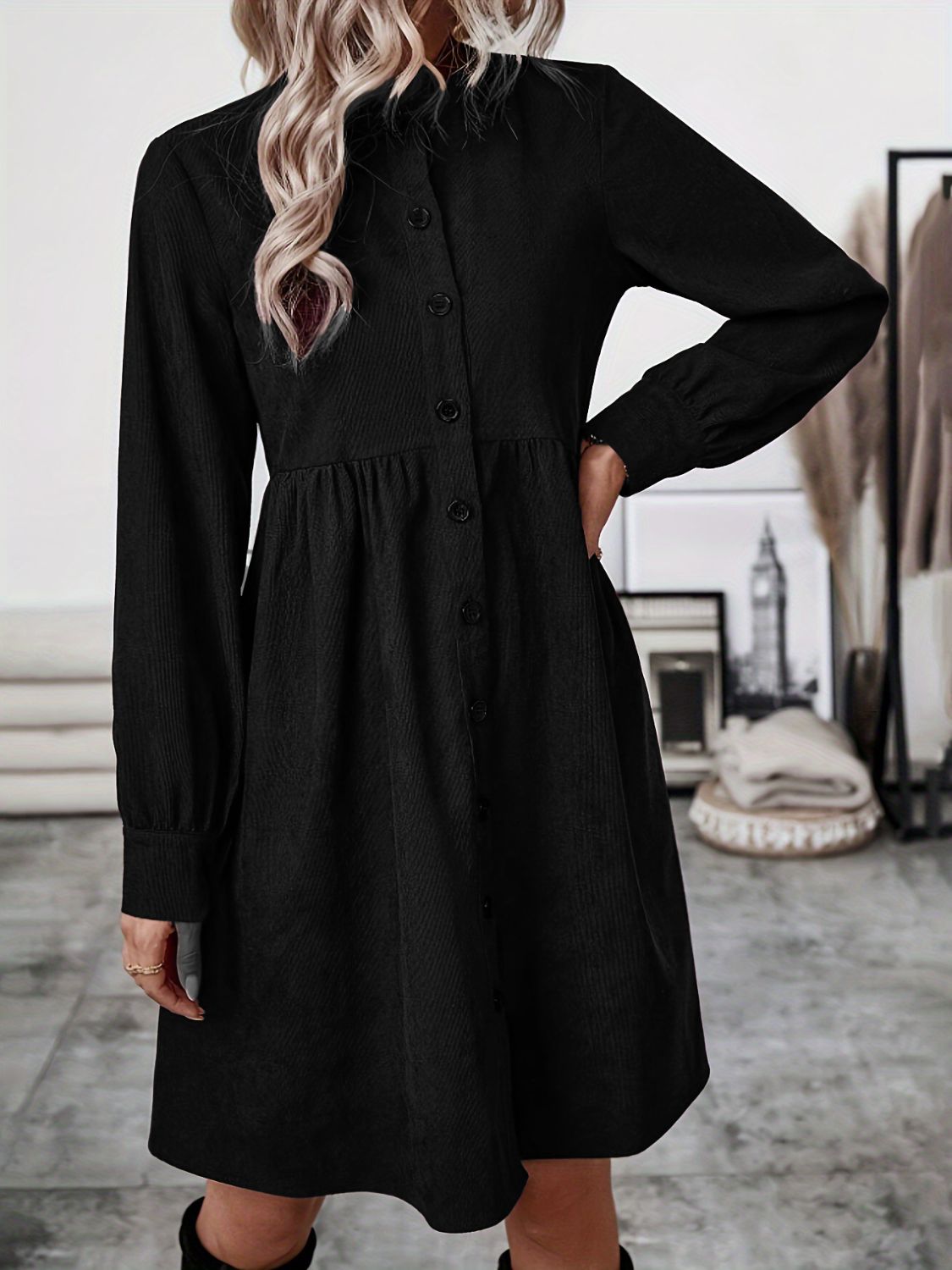 Koisoon  Button Up Long Sleeve Dress