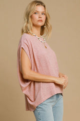 Koisoon Exposed Seam Round Neck Batwing Sleeve Knit Top