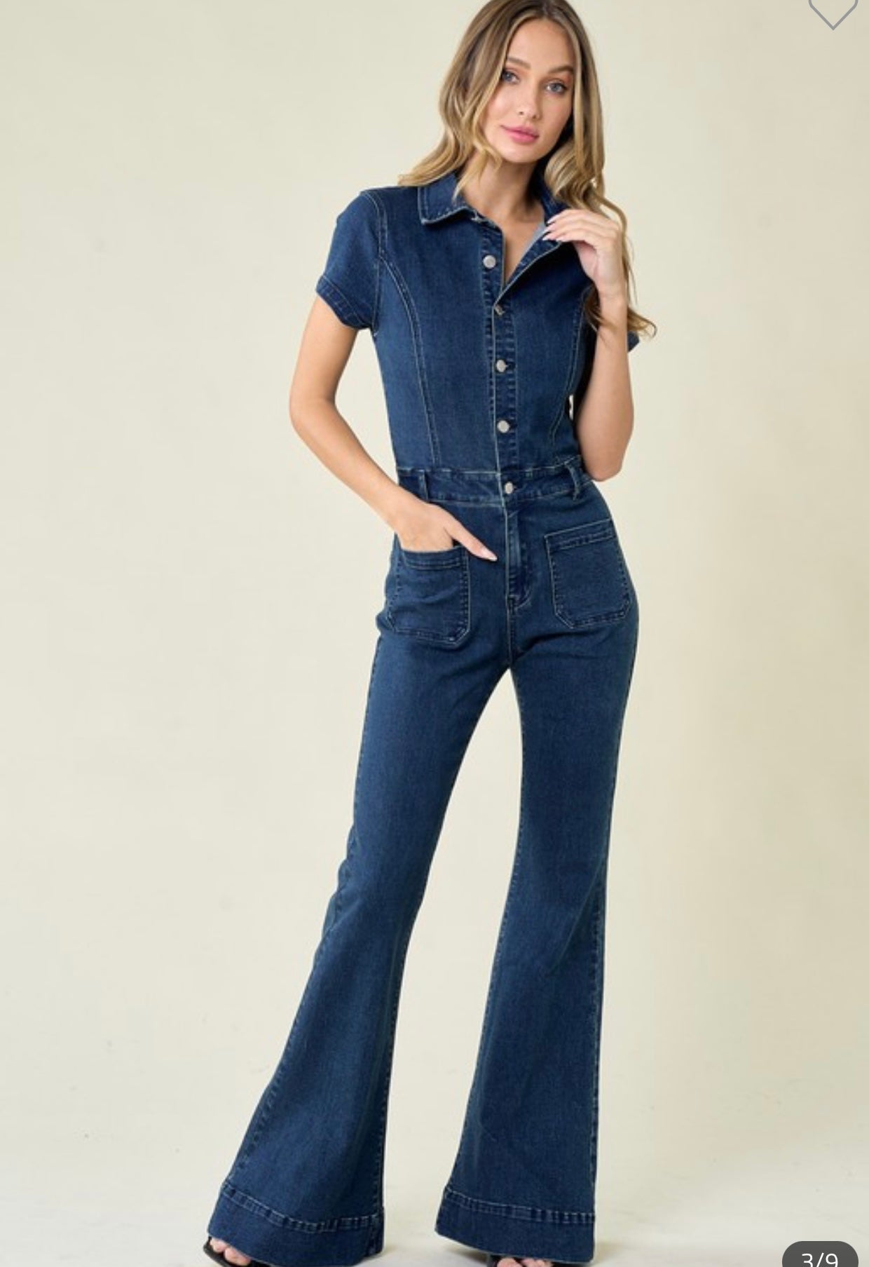 Koisoon Dark Denim Flared Jumpsuit