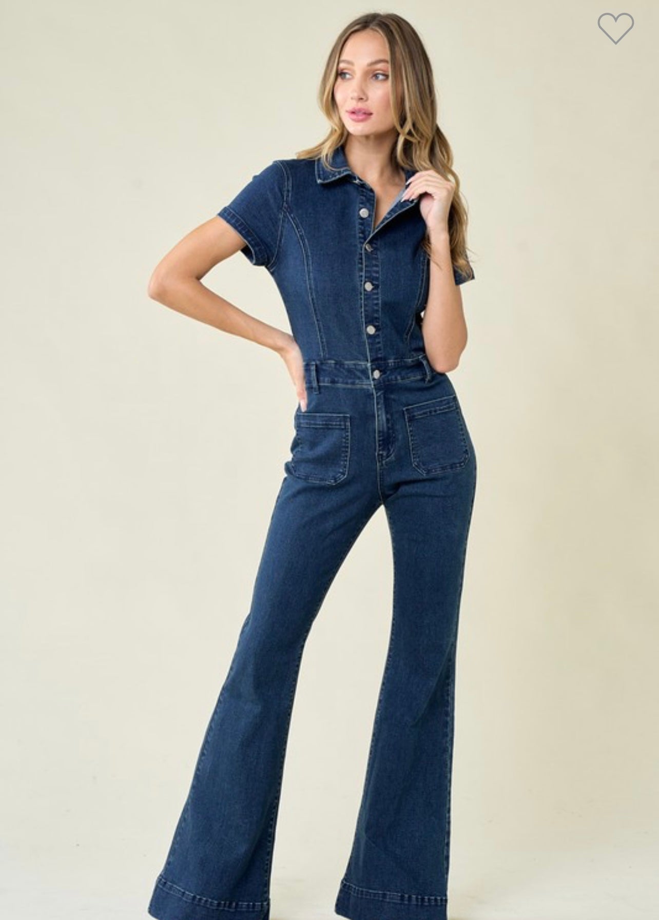 Koisoon Dark Denim Flared Jumpsuit